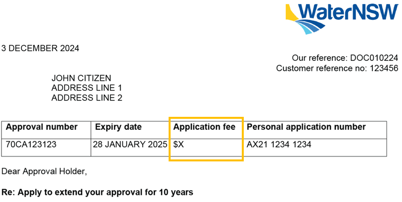 Licence extension fee