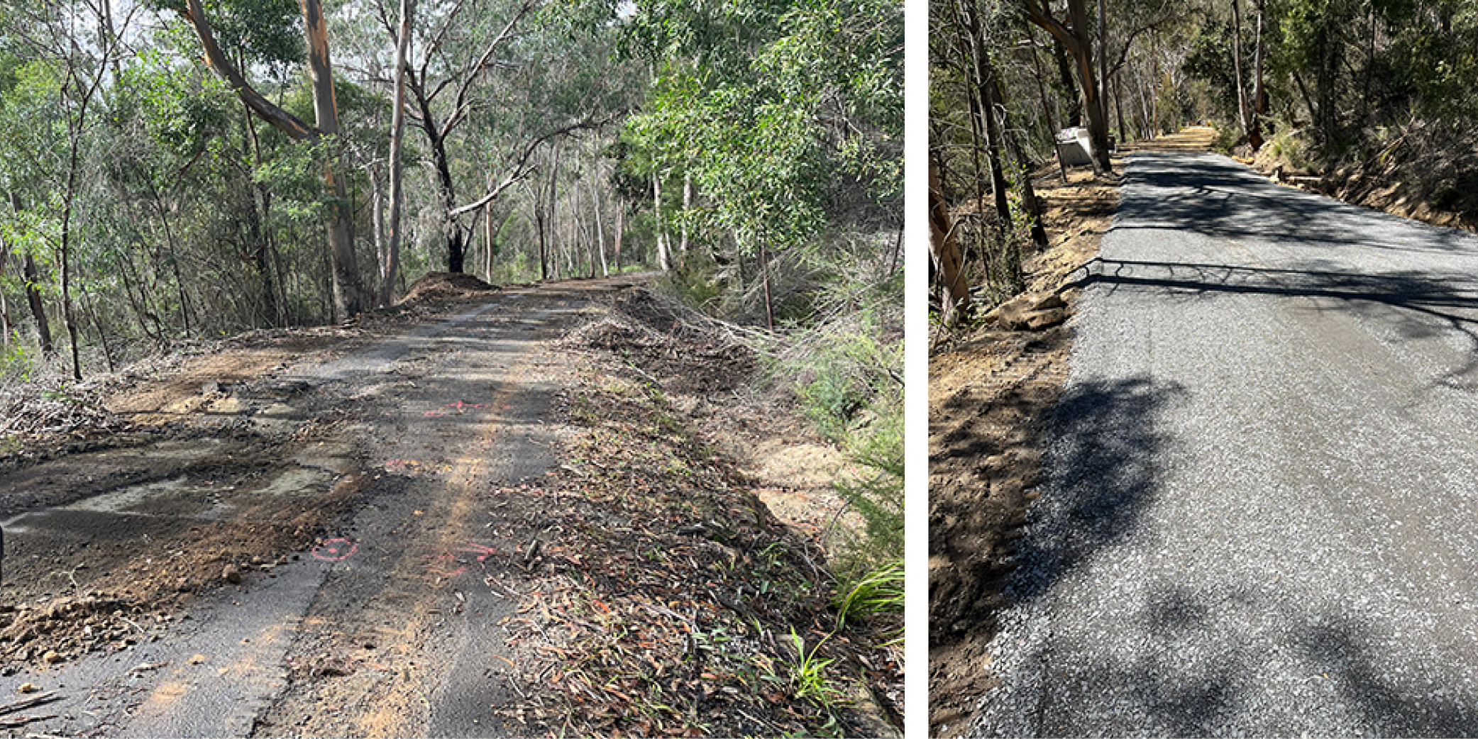 Before and after image of the repairs
