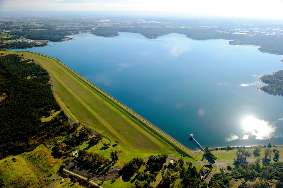 Prospect Reservoir dam wall