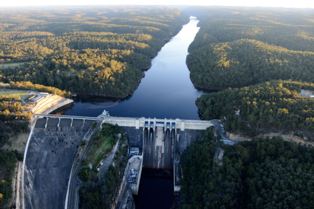 Warragamba Dam wall and Lake Burragorang