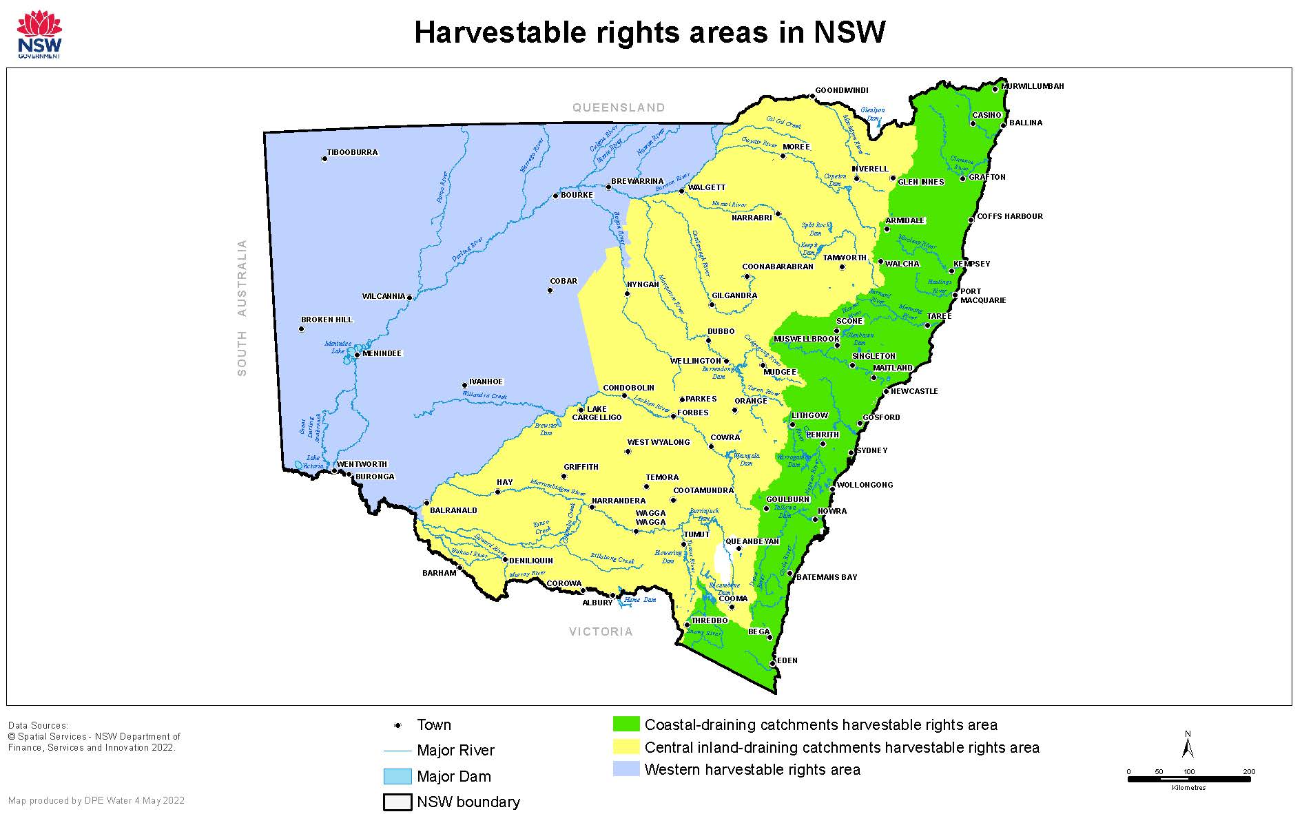 NSW Harvestable Rights Areas Map