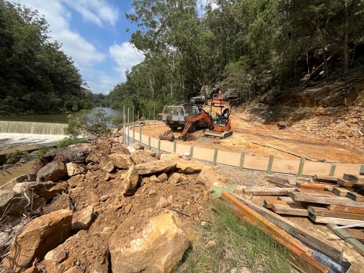 Site preparation at  Theresa Park Weir
