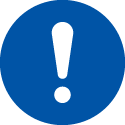 Exclamation alert blue circle icon